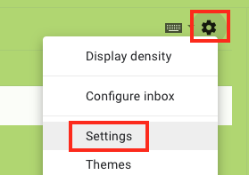 Gmail Gear icon and settings